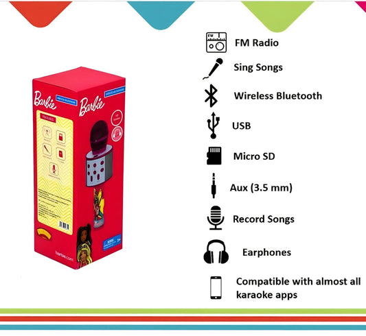 Bluetooth Barbie Microphone for Kids Singing and Karaoke.