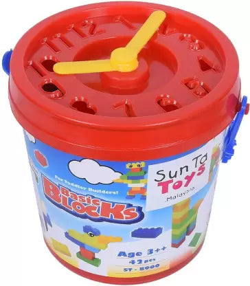 Sunta Building Blocks 42 Pieces Set with Storage Bucket