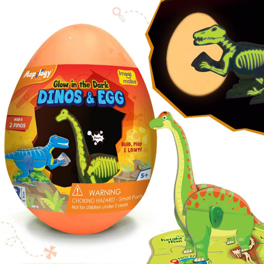ImagiMake Mapology Glow in the Dark Dinos & Egg kit front view