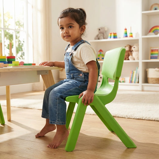 BPA-free green plastic chair for toddlers safe durable ergonomic design
