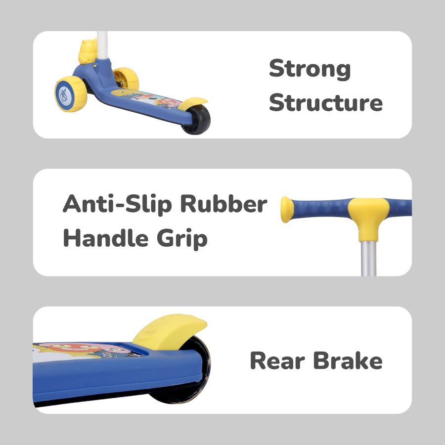 3-wheel children’s scooter with LED wheels and adjustable handlebar