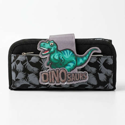 Jurassic dino pencil case velcro flip closure kids school bag