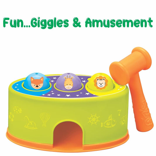 3 Strikes hammer ball game with fox bunny tiger character balls and orange hammer