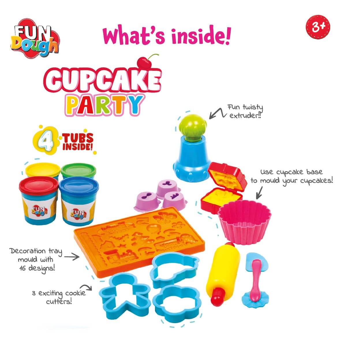Fundough Cupcake Party playset with colorful dough