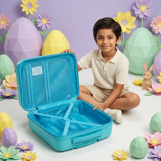 20 inch Peppa Pig kids hard luggage bag with 360 degree teal spinner wheels and telescopic handle