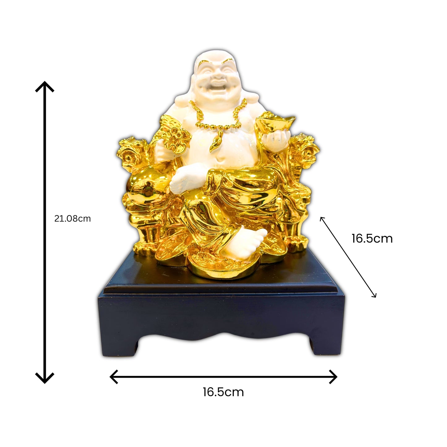 Decorative golden Laughing Buddha statue for modern home interiors
