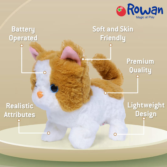 Interactive cat plush toy with sound and motion