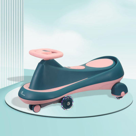 Iya Iya Drift Swing Car ride-on toy for kids in teal and pink