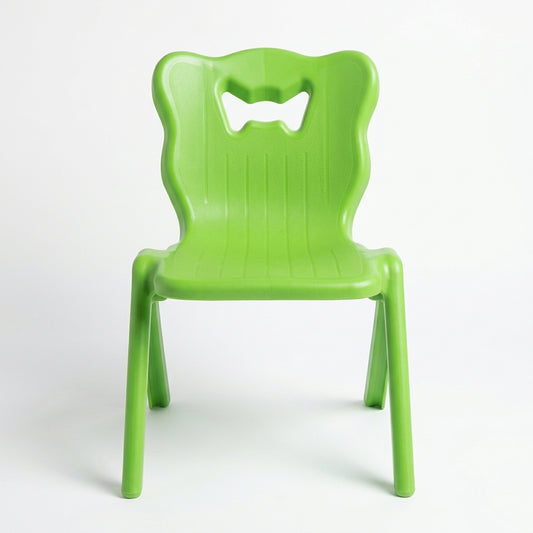 Decorative kids chair green crown shaped backrest stackable lightweight design