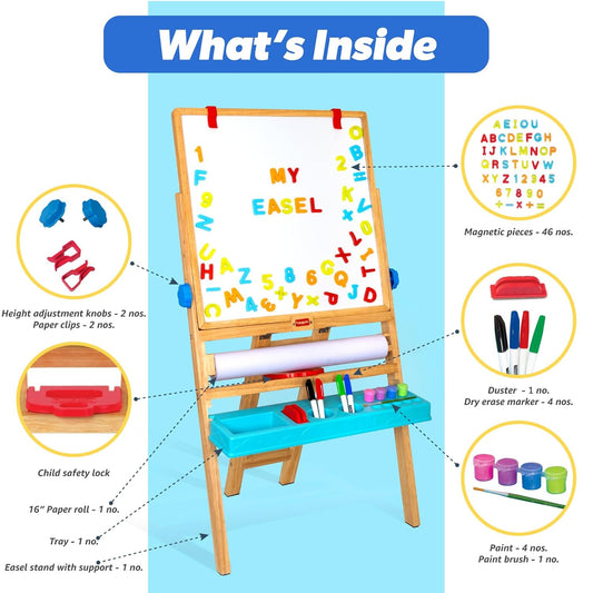 Educational learning toy for kids – chalkboard, whiteboard, magnetic play board"