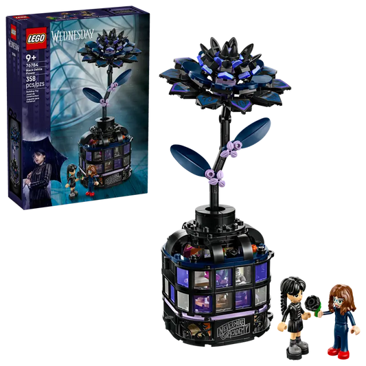 LEGO Black Dahlia Flower – 358-Piece Creative Building Set for Ages 9+ | Elegant Gothic Botanical Display with Minifigures