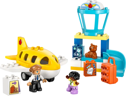 LEGO DUPLO First Time at the Airport – 23-Piece Airplane Building Toy for Toddlers Ages 2+ | Early Learning Travel Playset