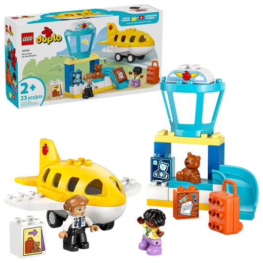 LEGO DUPLO First Time at the Airport – 23-Piece Airplane Building Toy for Toddlers Ages 2+ | Early Learning Travel Playset