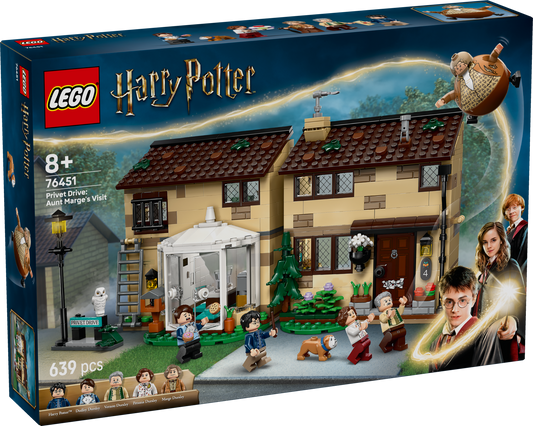 LEGO Harry Potter Privet Drive building set with Aunt Marge and Dursley family figures