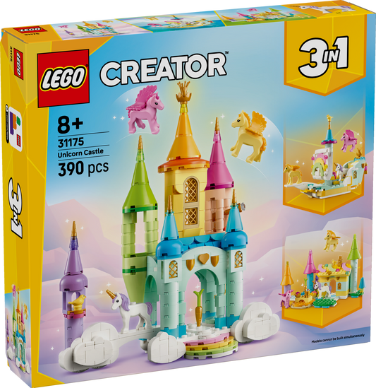 LEGO Unicorn Castle 3-in-1 fantasy building set for kids aged 8 and up