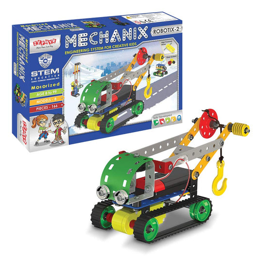 Mechanix Robotix-2 STEM motorized building kit with 166 pieces