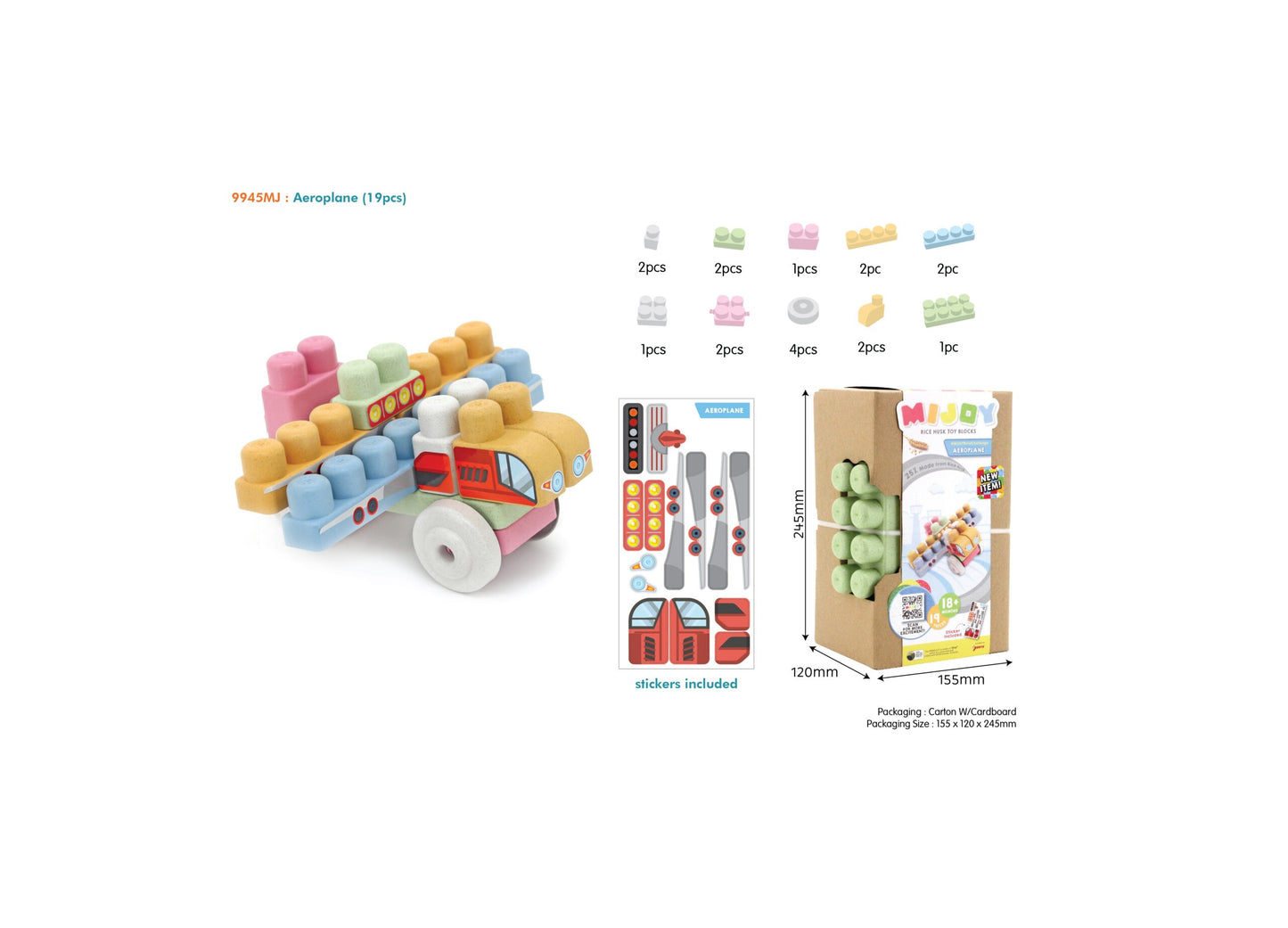 Sunta MIJOY Blocks Aeroplane 19-piece building toy for kids