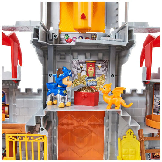 Children playing with Paw Patrol Rescue Knights Castle HQ playset.