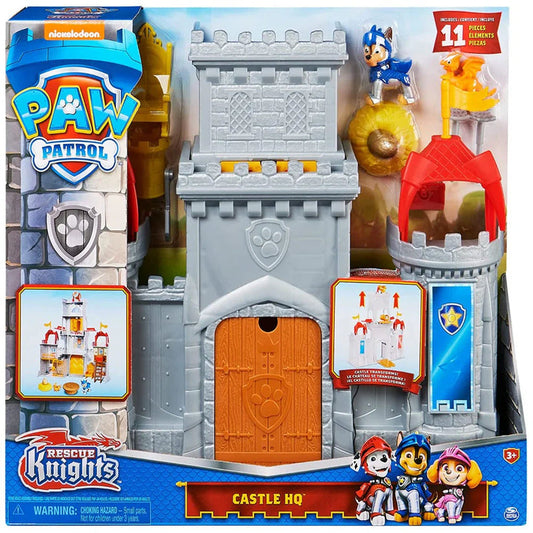 Paw Patrol Rescue Knights Castle HQ Transforming Playset packaging.