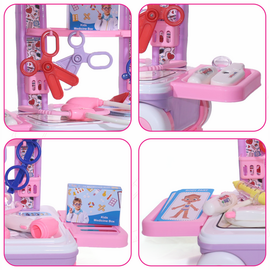 Portable Doctor Trolley Toy for Kids with Stethoscope and Tools