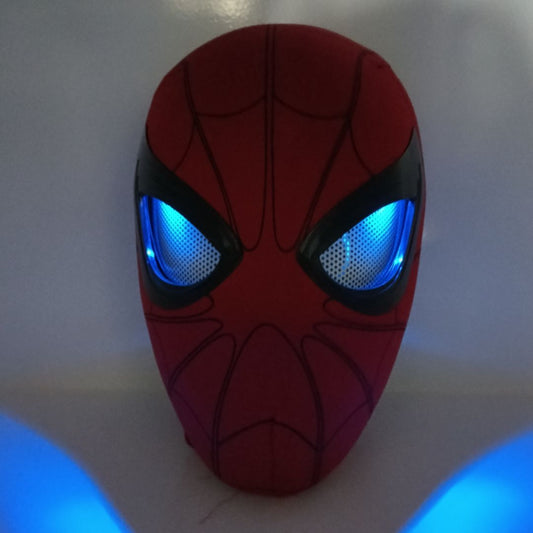 “Rechargeable Spider-Man mask with finger ring remote for cosplay and Halloween”