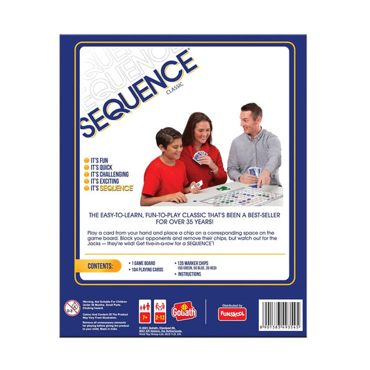 Family playing Funskool Sequence board game at home