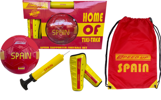 Speed Up Spain Supporter Football Set with Ball, Pump, and Guards