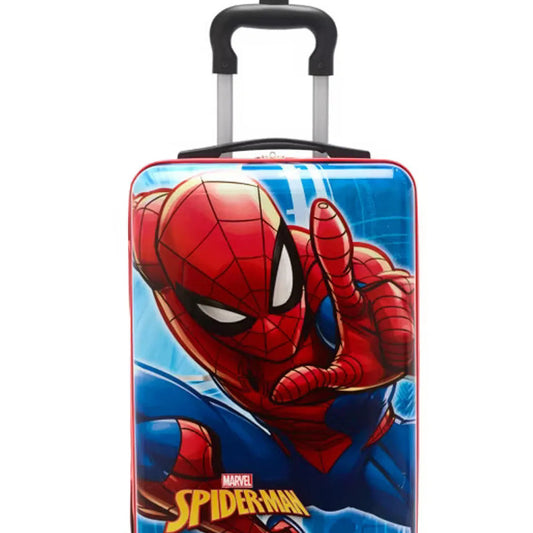 Front view of spiderman kids trolley bag abs hard shell waterproof suitcase