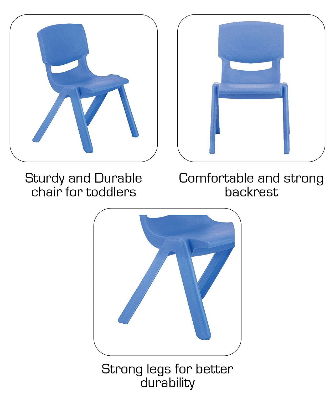 Toddler plastic chair blue 26cm low seat height for playroom and nursery