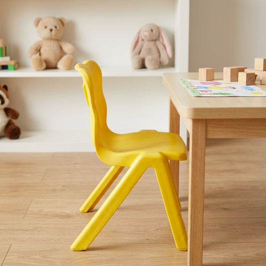 BPA-free fancy kids plastic chair yellow ergonomic safe for toddlers and preschoolers