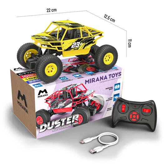Wheel Drive Remote Control Monster Truck toy with rechargeable battery and controller.