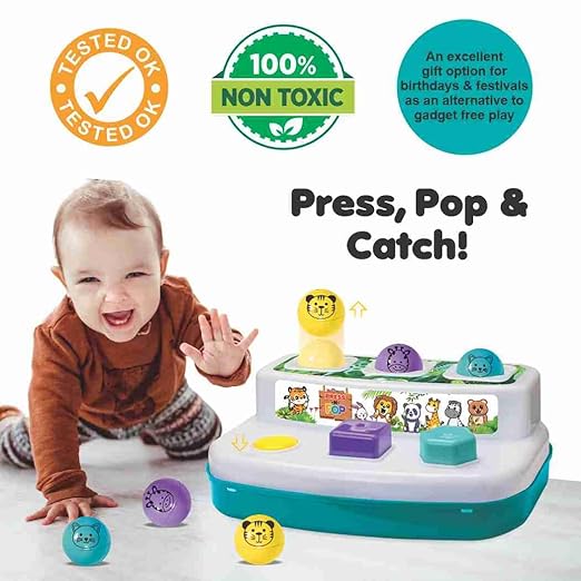 2-in-1 press pop toddler toy cause effect learning jungle animal recognition 12 months