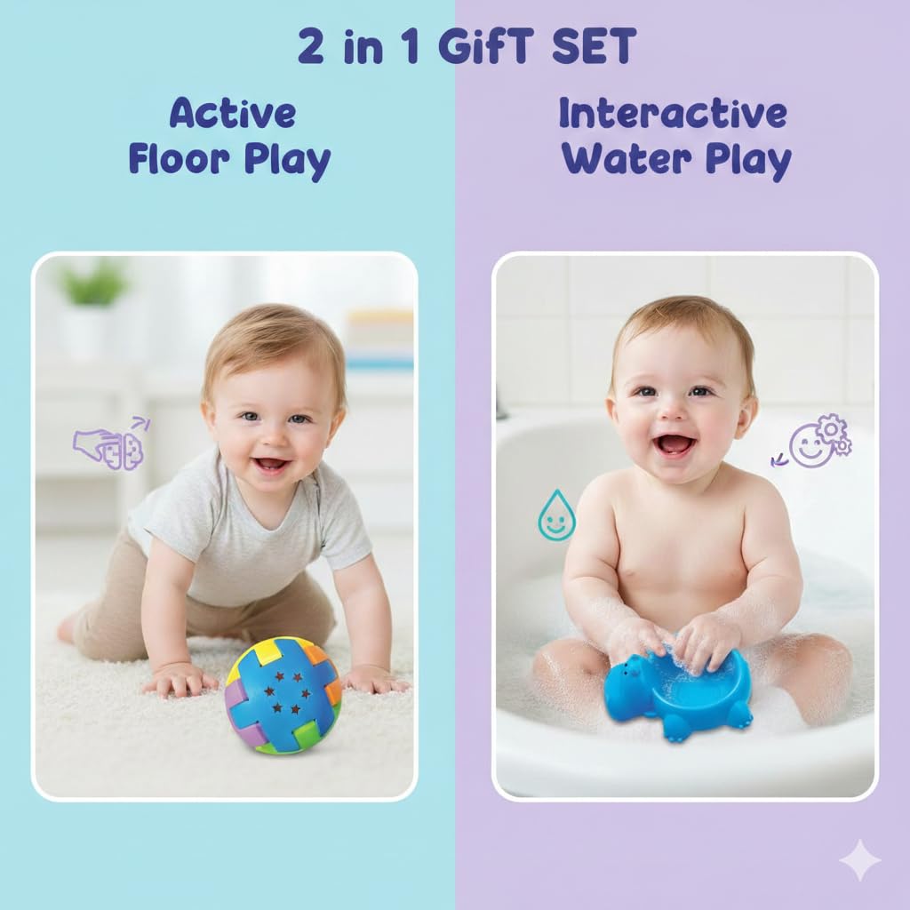 2-in-1 sensory ball floating hippo gift set colour recognition fine motor development baby toy india