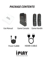 A family enjoying classic 8-bit retro games on the Sameo i Play 32-bit TV game console.