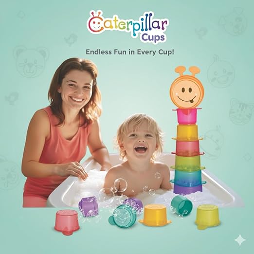 Baby toddler stacking rainbow caterpillar cups educational developmental toy