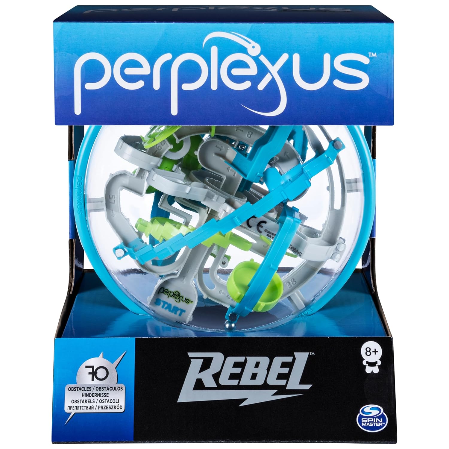 Perplexus Rebel toy packaging with blue and black design