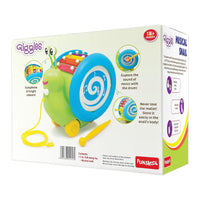 Giggles Funskool Pull Along Musical Snail Toy – Xylophone & Drum, Activity & Learning Toy for Babies & Toddlers, Encourages Walking, Improves Balance, Multicolor, Gift Set for Ages 12+ Months