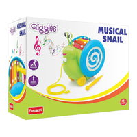 Giggles Funskool Pull Along Musical Snail Toy – Xylophone & Drum, Activity & Learning Toy for Babies & Toddlers, Encourages Walking, Improves Balance, Multicolor, Gift Set for Ages 12+ Months
