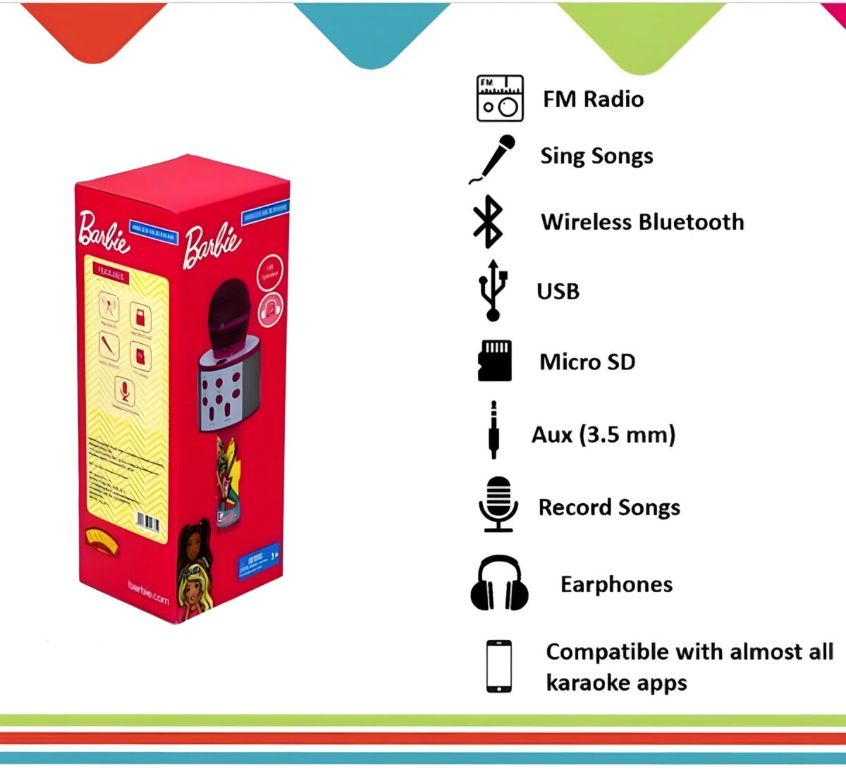 Bluetooth Barbie Microphone for Kids Singing and Karaoke.