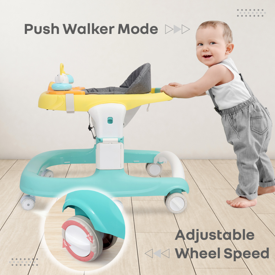 Little Feet Sportz Baby Walker 2-in-1 | Walker & Push Walker with Activity Tray, Adjustable Height & Safety Wheels.