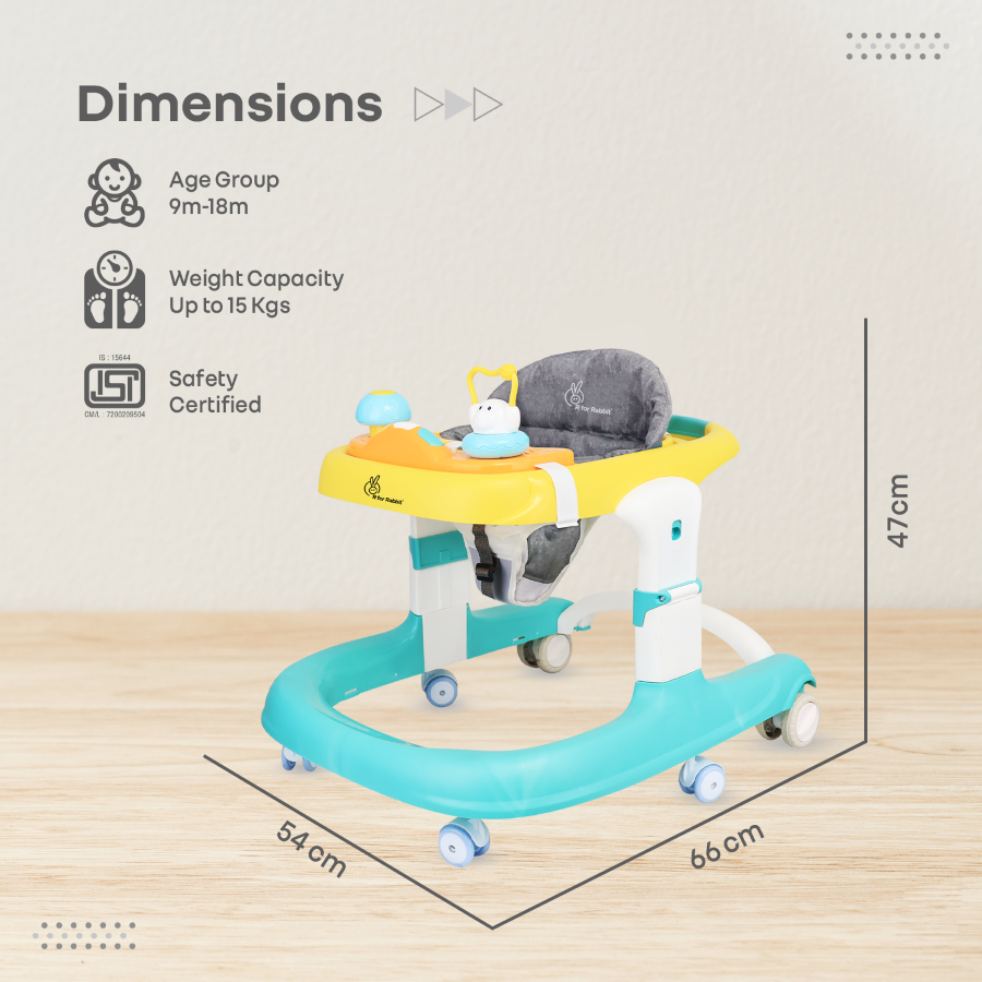 Little Feet Sportz Baby Walker 2-in-1 | Walker & Push Walker with Activity Tray, Adjustable Height & Safety Wheels.