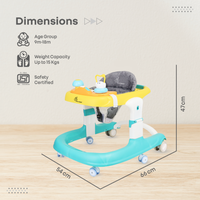 Little Feet Sportz Baby Walker 2-in-1 | Walker & Push Walker with Activity Tray, Adjustable Height & Safety Wheels.