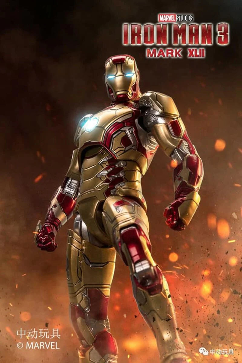 Iron Man Mark 42 1/10 scale collectible figure front view with gold-red prehensile armor