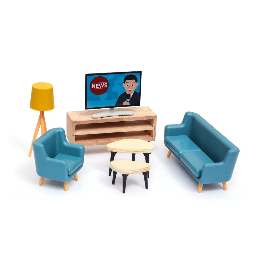 Wooden Dollhouse - Modern Villa - 31 Pcs With 4 doll figures