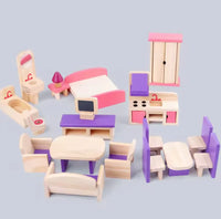 Redwood Cottage Wooden Dollhouse Playset | 2-Story Modern Wood Villa with 21 Pcs Furniture & Figures