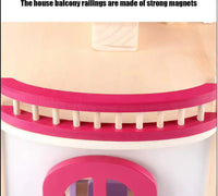 Redwood Cottage Wooden Dollhouse Playset | 2-Story Modern Wood Villa with 21 Pcs Furniture & Figures