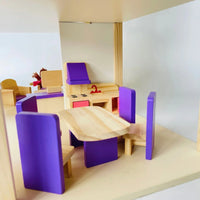 Redwood Cottage Wooden Dollhouse Playset | 2-Story Modern Wood Villa with 21 Pcs Furniture & Figures