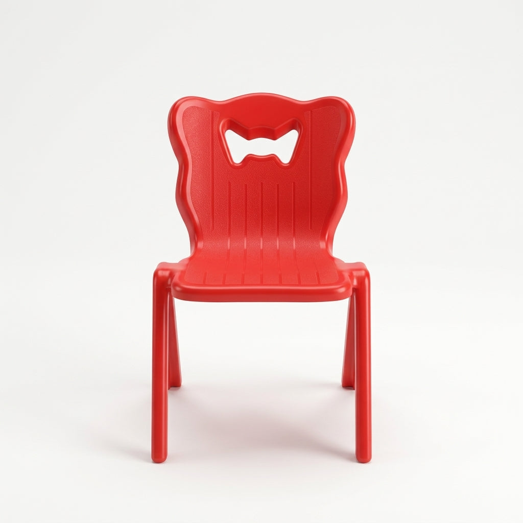 Red kids fancy plastic chair with decorative crown backrest for toddlers and children