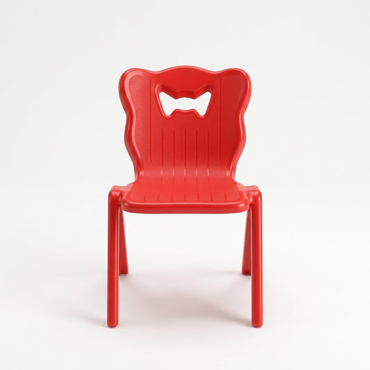 Red kids fancy plastic chair with decorative crown backrest for toddlers and children