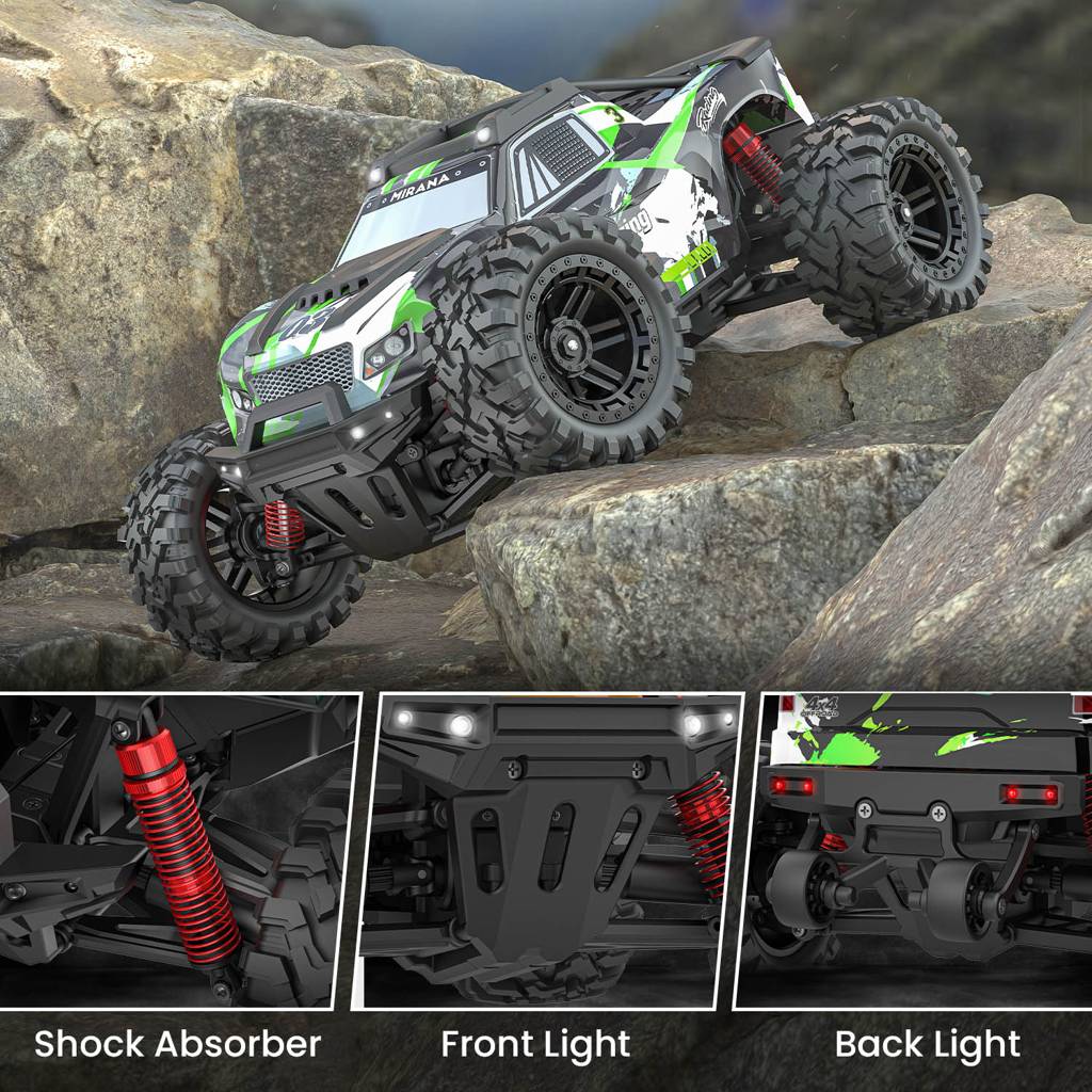 Rechargeable Spectre RC monster truck with extended playtime battery.